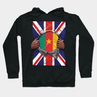 Cameroon Flag Great Britain Flag Ripped - Gift for Cameroonian From Cameroon Hoodie